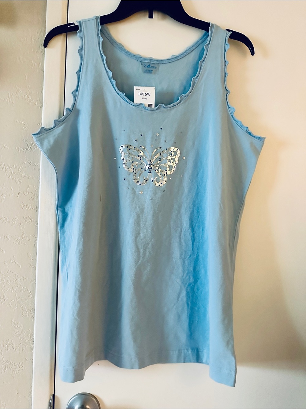 L.A. Blues Tank with Silver Butterfly Size 14/16W